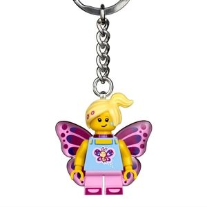 LEGO BUTTERFLY GIRL KEYCHAIN BAG CHARM BNWT SO RETIRED!